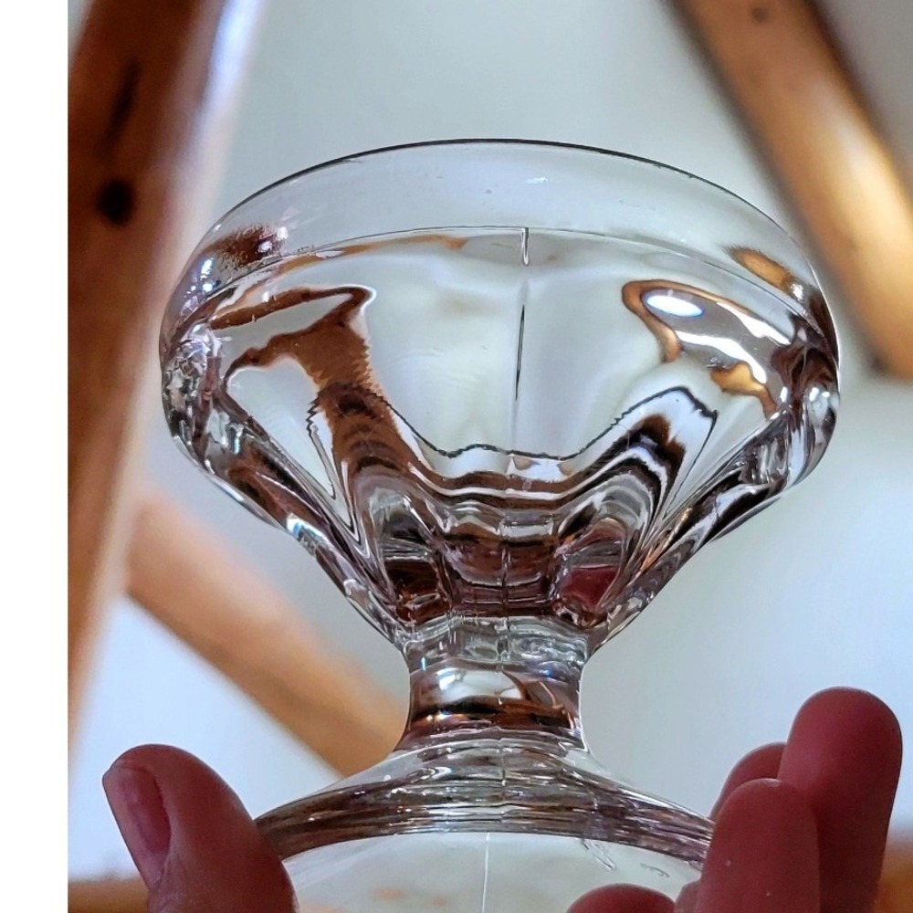 Vintage Style Clear Glass Footed Dessert Bowls Set of 9 Ice Cream Sundae Cups - Picture 16 of 16